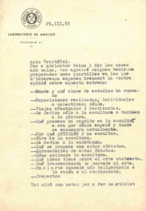 Carta de Guillem Viladot a Leandre Cristòfol, 1955 (FDLC003317) Arxiu Leandre Cristòfol. Morera. Museu d’Art Modern i Contemporani de Lleida